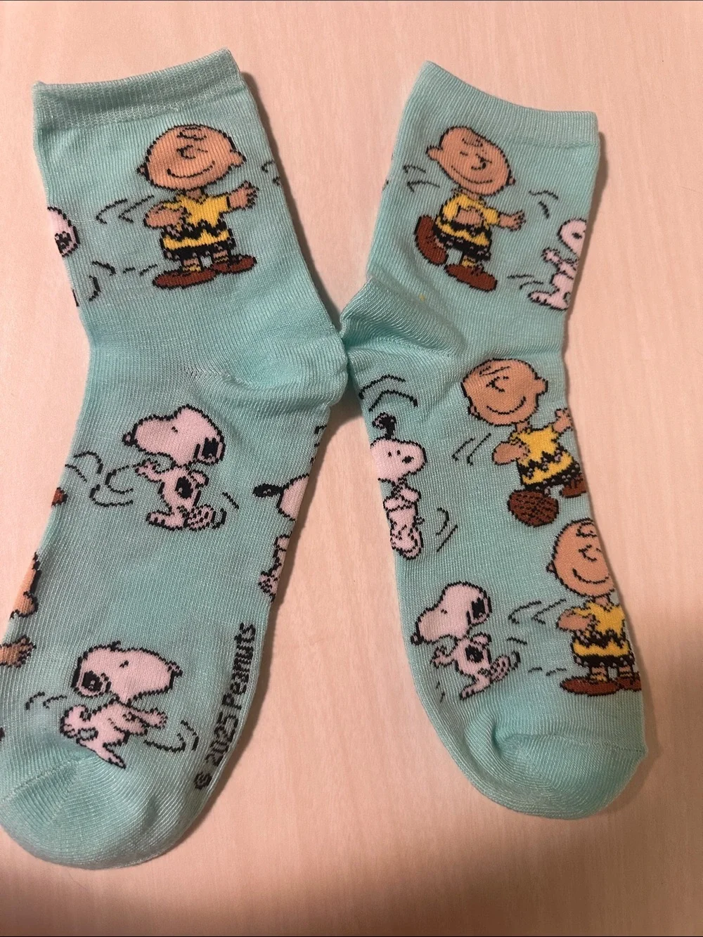 Charlie Brown & Snoopy Aqua Novelty Socks